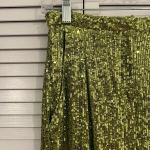 TOPSHOP GREEN SEQUIN TROUSERS NWT